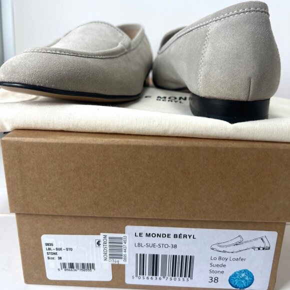 Le Monde Beryl Lo Boy Loafers Suede Stone Slip-On Womens Shoes Size IT38 US8 - Picture 5 of 10